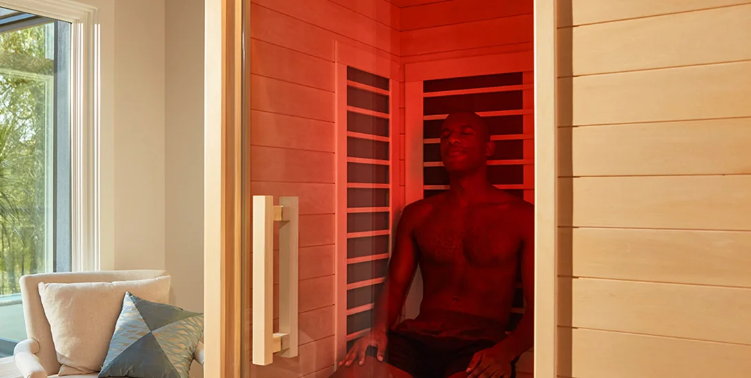 Man in infrared sauna