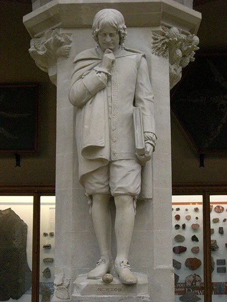 Statue of Isaac Newton, Caen stone, carved by Alexander Munro, 1854-60, Oxford University Museum of Natural History (Wikimedia commons)