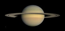 Saturn nearing equinox, with ring and 5 moons, as viewed from the Cassini spacecraft, July 23, 2008, NASA (Wikimedia commons)