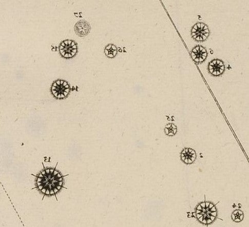 Detail of counterproof of Sepulcher [Andromeda]. Image source: Schiller, Julius. Coelum stellatum Christianum concavum. Augsburg, 1627, pl. 20.