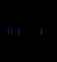 The four Balmer lines of the hydrogen spectrum, modern photograph.  Hα is at the right, Hδ at left (Wikimedia commons)