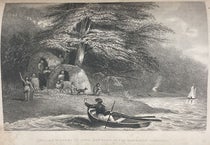 Fuegian wigwams at Hope Harbour, Straits of Magellan, etching after a drawing by Phillip Parker King, in Narrative of the Surveying Voyages of His Majesty's Ships Adventure and Beagle, between the Years 1826 and 1836, by Robert FitzRoy, vol. 1, page 26, 1839 (Linda Hall Library)