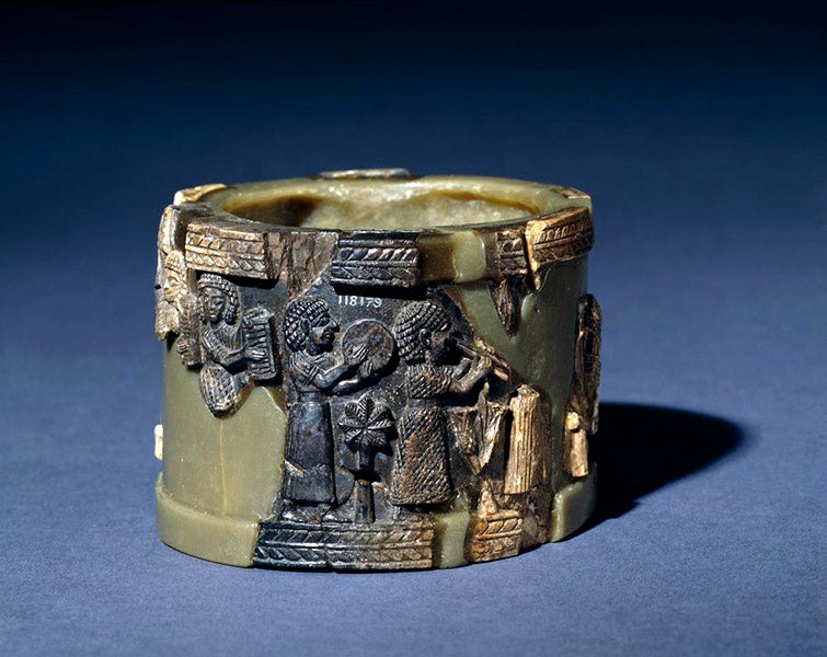 Small carved ivory box, one of the Nimrud ivories found by William Lotfus at Mosul, 1854-55, British Museum item 1856,0903.1123 (britishmuseum.org)