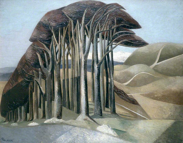 Wood on the Downs, oil on canvas, by Paul Nash, 1929, Aberdeen Archives, Gallery & Museums (artuk.org)