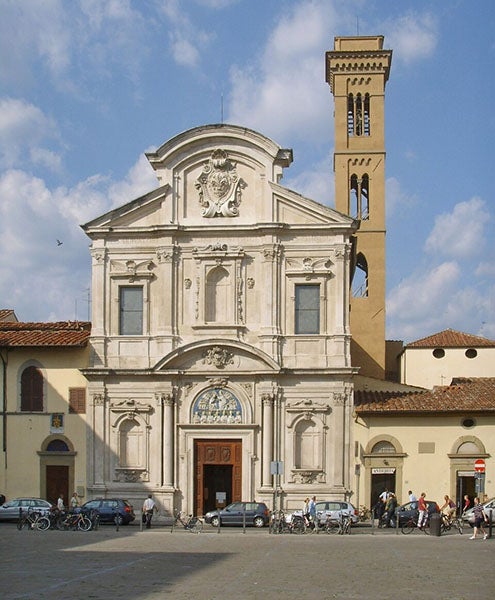 Chiesa di Ognissanti, Florence, where Mario Guiducci was buried (Wikimedia commons)