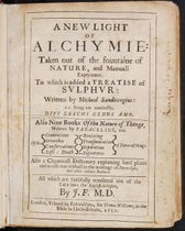Title page, A New Light of Alchymie, by Michael Sendivogius, trans. by John French, 1650 (Linda Hall Library)