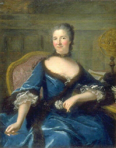 Portrait of Émilie du Châtelet, oil on canvas, by Marianne Loir, Museum of Fine Arts, Bordeaux (Wikimedia commons)