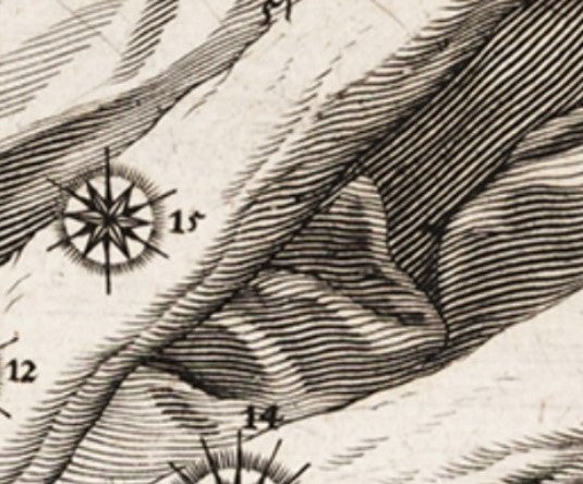 Detail of St. Andrew showing engraving Style. Image source: Schiller, Julius. Coelum stellatum Christianum. Augsburg: Praelo Andreae Apergeri, 1627, pl. 23.
