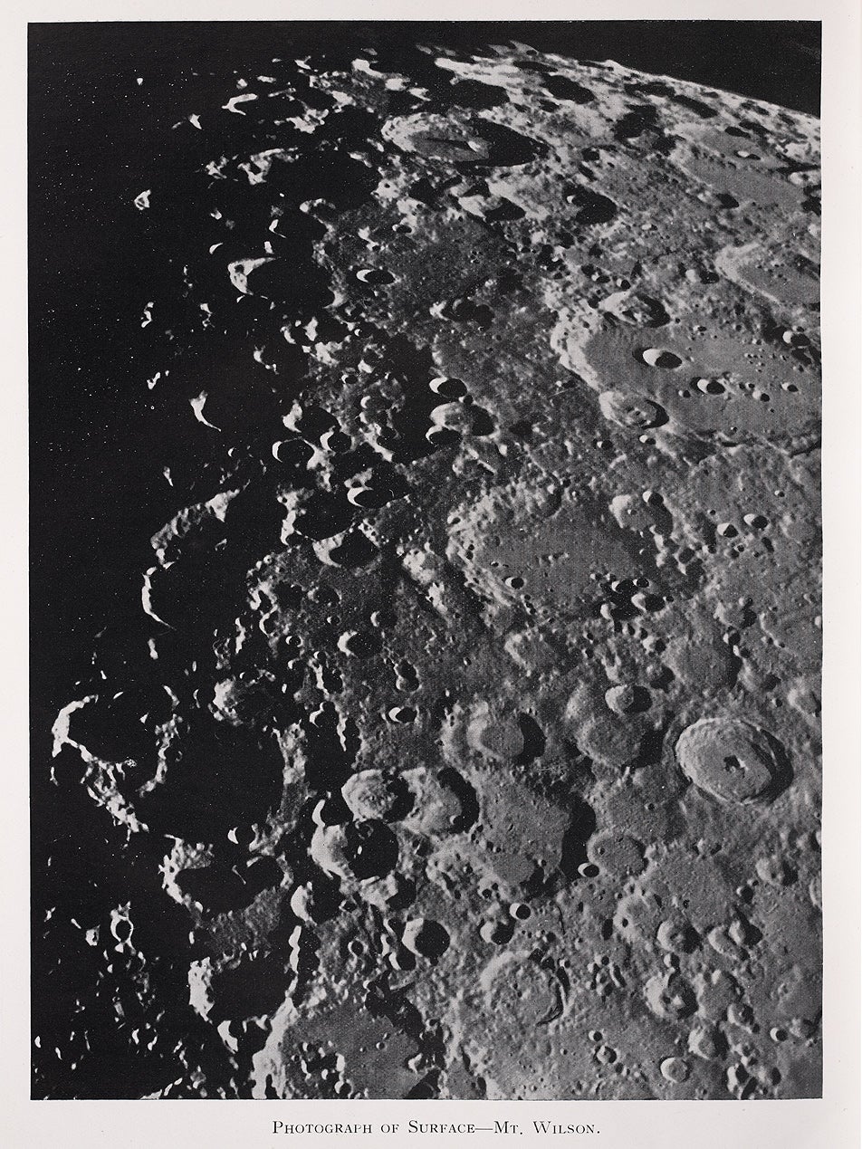 The photograph, taken September 15, 1919, shows the southern lunar highlands. The crater Maginus is at right center; Clavius is just above it to the right; smaller Tycho (with central peak) is below, near the right margin. 
