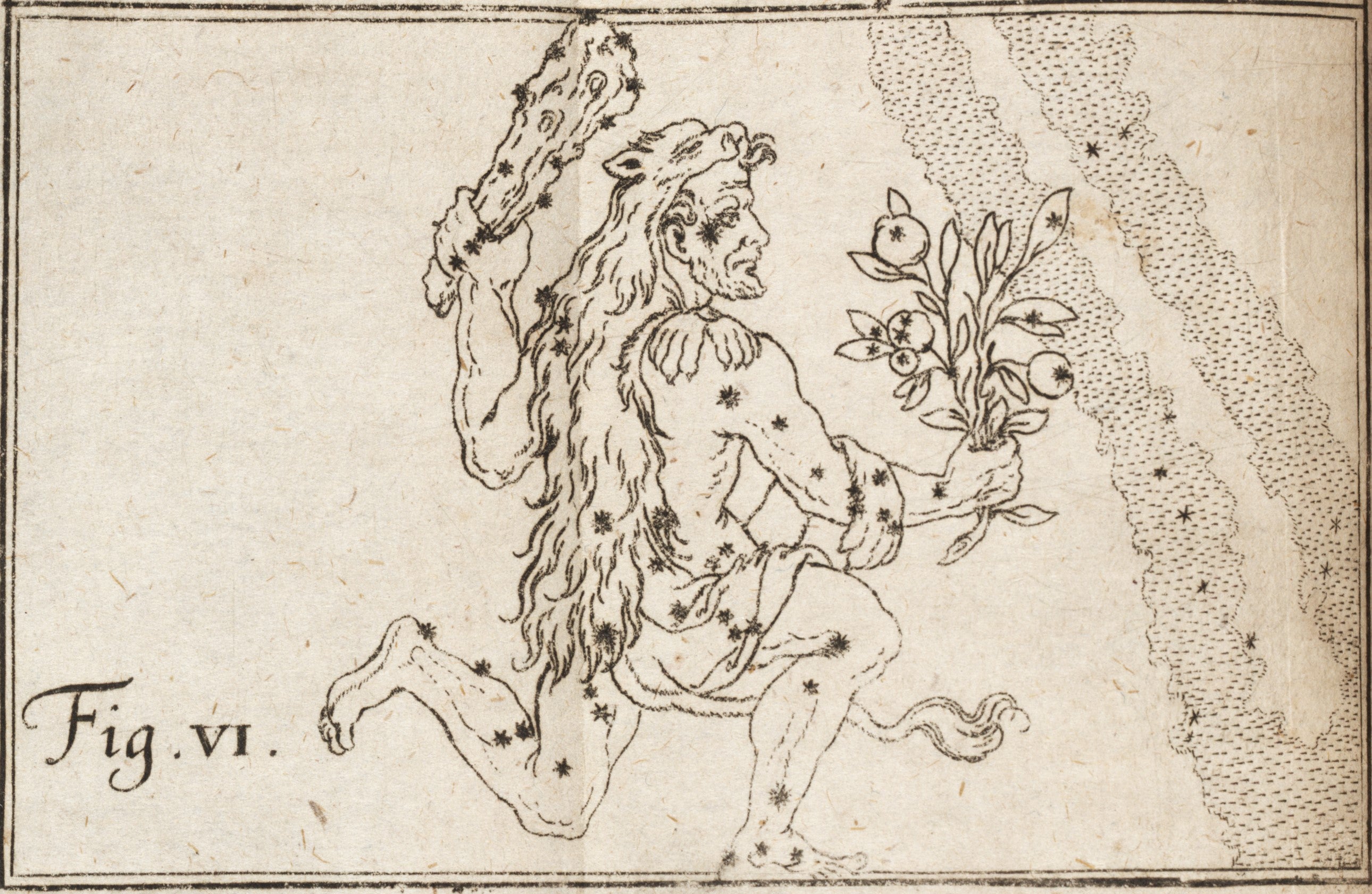 Hercules. Image source: Strauch, Aegidius. Astrognosia, synoptice et methodice…. Editio secunda. Wittenberg: Sumptibus Haered, et al, 1668, pl. 6.