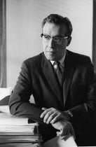 Portrait of Julian Schwinger, photograph, 1965, the year he received a share of the Nobel Prize in Physics, photograph property of the Julian Schwinger Foundation (schwingerfoundation.org)