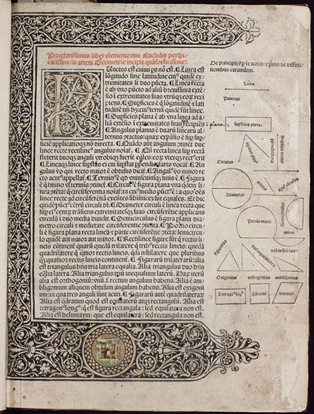 First page of the first printed edition of Euclid ’s Elements, by Erhard Ratdolt, 1482 (Linda Hall Library)