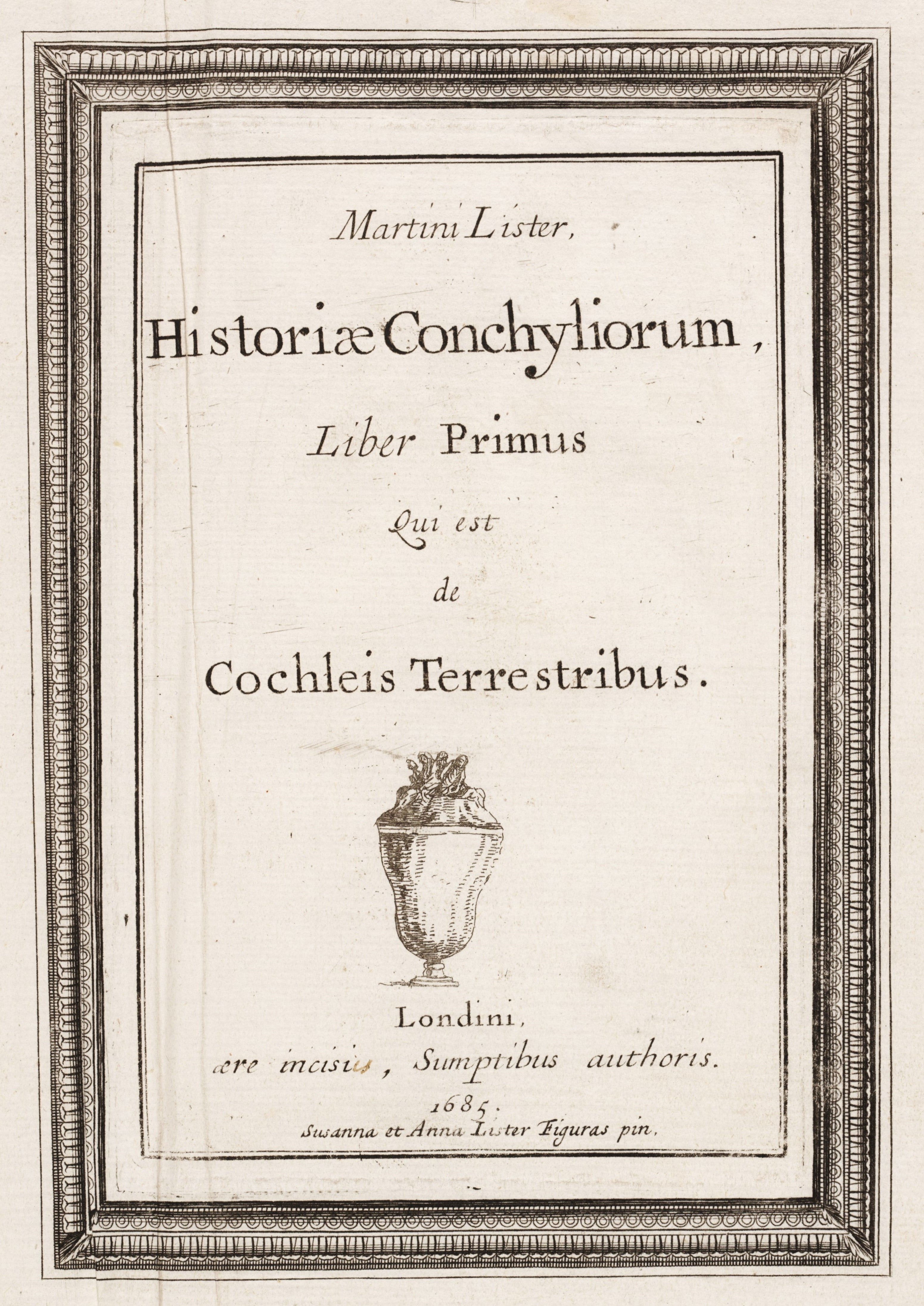Before the publication of the two-volume first edition in 1685, Historiae Conchyliorum was produced in several early versions. Dr. Martin Lister sent bound copperplate engravings by his daughters Anna and Susanna to his colleagues both for their editorial comments and as gifts to acknowledge assistance in his other ventures. By the time this edition was published, there were already several shorter versions extant.