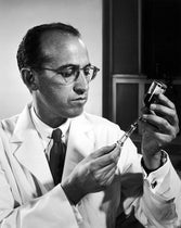 Jonas Salk in the lab, undated and unattributed photograph (findagrave.com)