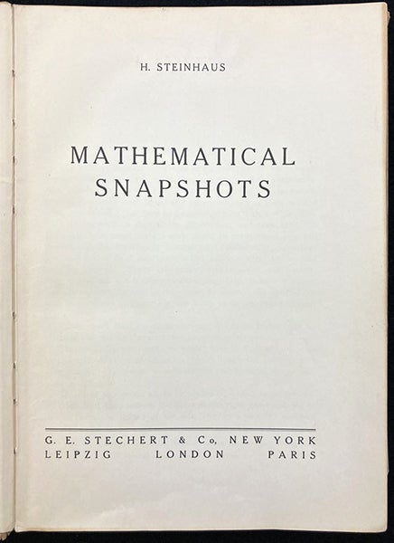 Title page, Mathematical Snapshots, by Hugo Steinhaus, 1938 (Linda Hall Library)