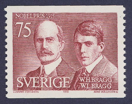 William and Lawence Bagg on a Swedish postage samp, 1975 (jgiesen.de)