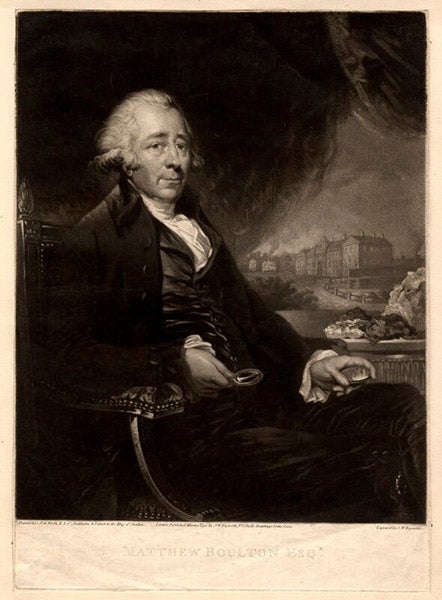 Portrait of Matthew Boulton, Erasmus Darwin’s oldest and closest friend in Lichfield, mezzotint by Samuel Reynolds after a painting by Carl Fredrik von Breda, 1796, National Portrait Gallery, London (npg.org.uk)