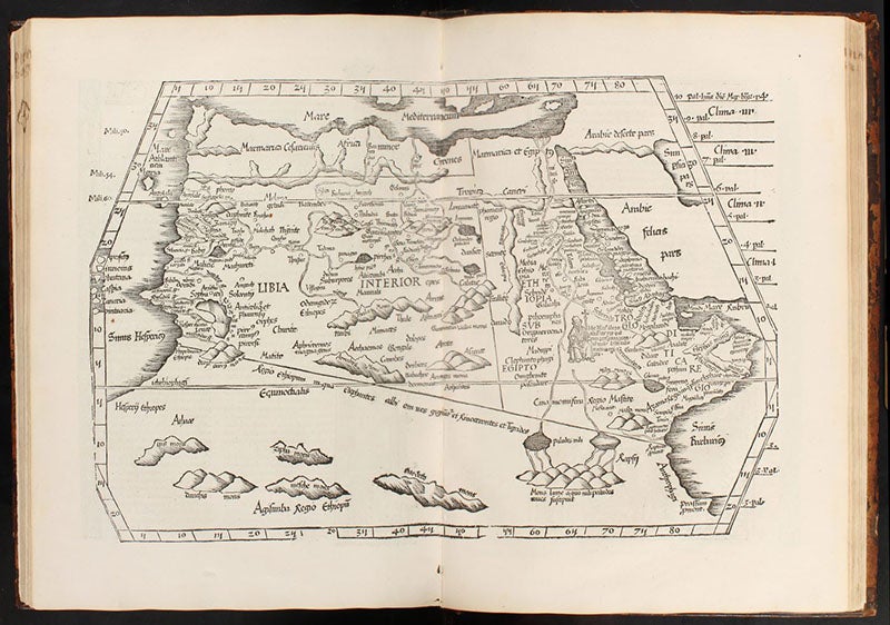 Northern Africa, regional map, Africa IV, woodcut, Geographicae enarrationis libri octo, by Ptolemy of Alexandria, 1525 (Linda Hall Library)