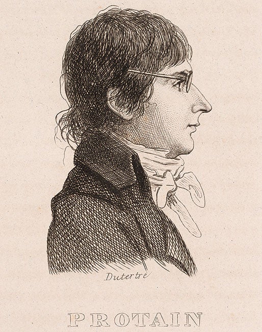 Jean-Constantin Protain (1769-1837) was an architect, artist, and diplomat. He drew the scene above that records the Institute's first meeting. 