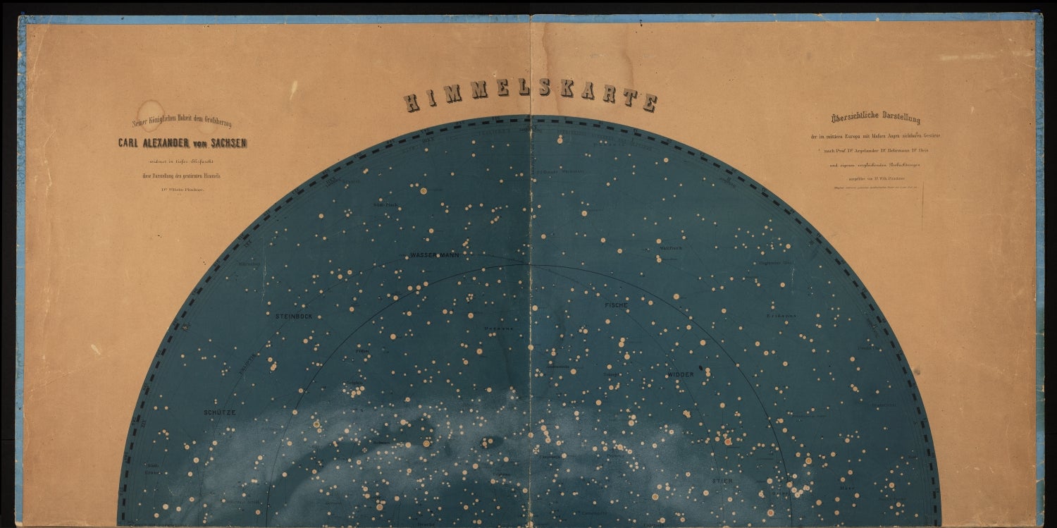 Map from the Himmelskarte, printed lithographically, which presents a stunning image of the night sky.