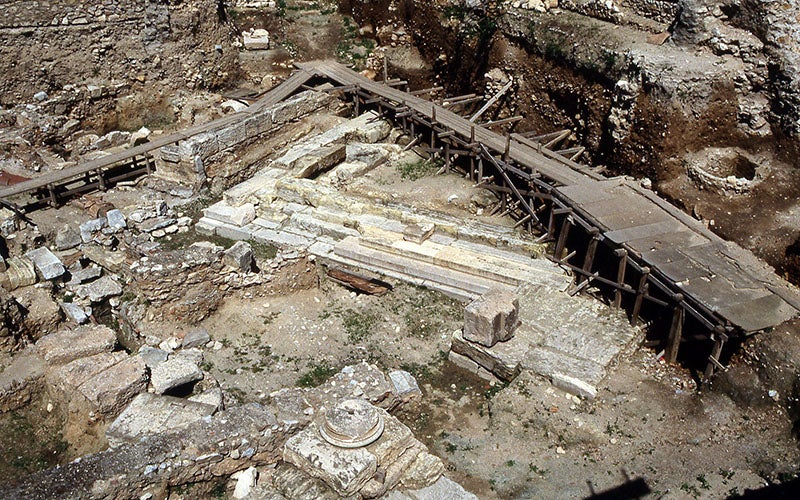 Ruins of the stoa poikile, where Zeno of Citium taught ca 280 BCE, Agora, Athens, Greece (Wikimedia commons)