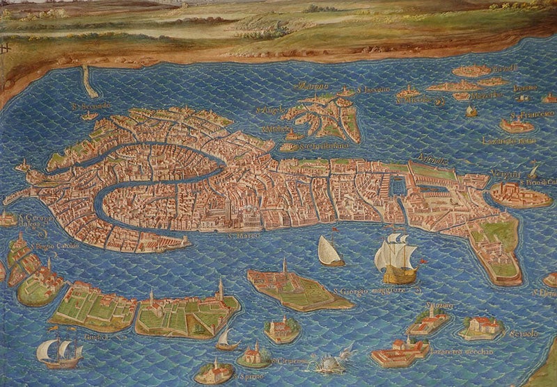 Bird’s-eye view of Venice, fresco, design by Ignazio Danti, Galleria delle carte geografiche, 1580-82, Cortile del Belvedere, Vatican, photograph (Wikimedia commons)