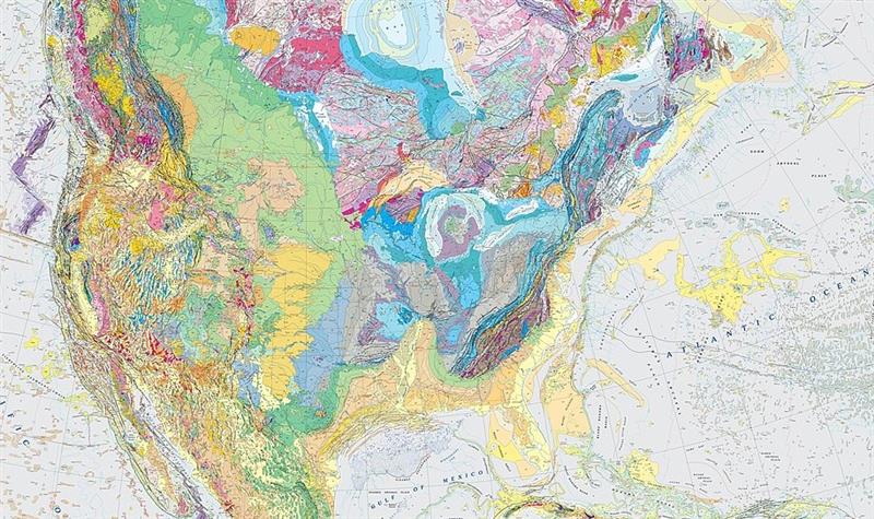 US Geologic Map of North America for Linda Hall Library's 23rd annual Bartlett Lecture