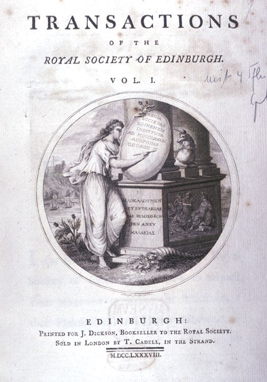 Title page. Image source: Transactions of the Royal Society of Edinburgh, vol. 1, 1788.