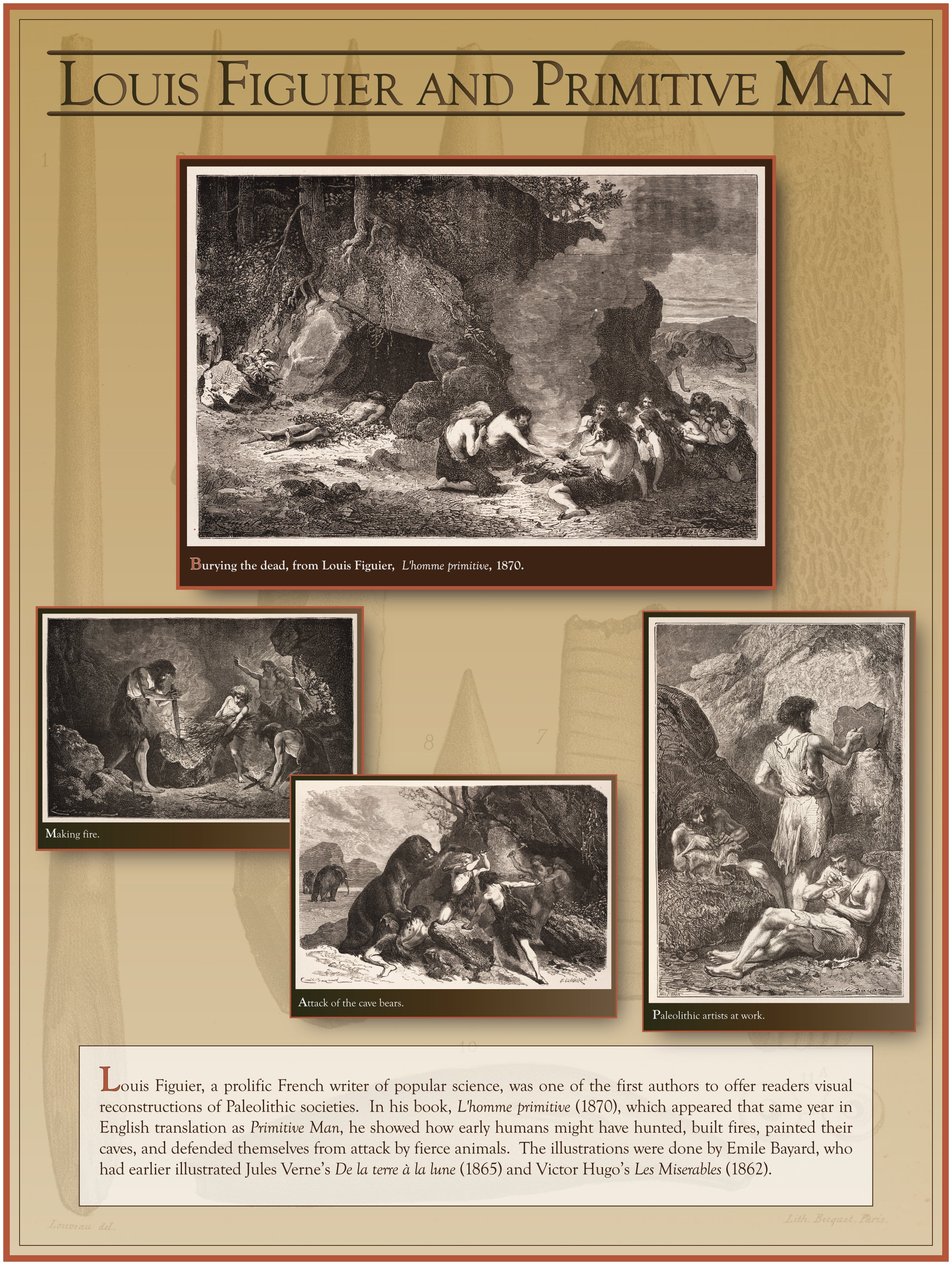 Louis Figuier and Primitive Man
Reconstruction of Paleolithic societies available to wider audience, published in 1870.