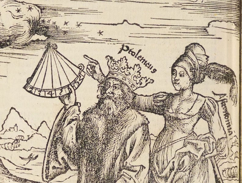 Attempted portrait of Ptolemy of Alexandria, detail of woodcut in Margarita philosophica, by Gregor Reisch, 1517 (Linda Hall Library)