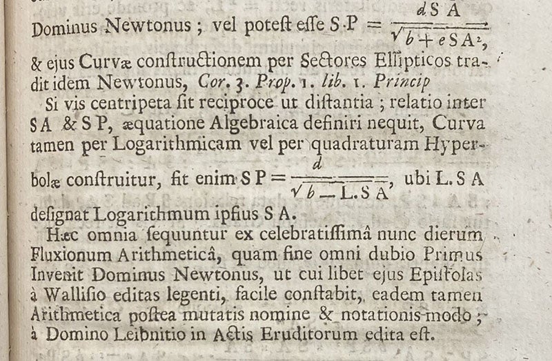 Paragraph where John Keill accuses Gottfried Leibniz of plagiarizing Isaac Newton’s calculus, changing the form, and publishing it as his own, Philosophical Transactions of the Royal Society of London, vol. 26, p. 185, 1708 (published 1710) (The Linda Hall)