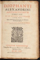 Title page, Arithmeticorvm libri sex, by Diophantus of Alexandia, ed. and transl. by Claude Bachet, 1621 (Linda Hall Library)