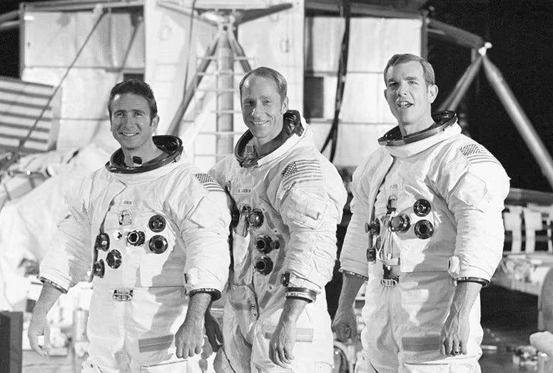 The crew of Apollo 15, from left: James B. Irwin, LEM Pilot; Alfred M. Worden, Command Module pilot; and David R. Scott, Commander, photograph, 1971, before the flight of Apollo 15 (nbcnews.com)