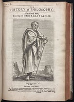 Heraclitus, imagined portrait, engraving by William Faithorne, A History of Philosophy, by Thomas Stanley, 2nd ed., p 737, 1687 (The Linda Hall)