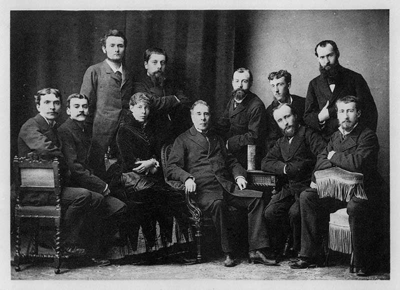 22-year old Augusta Klumpke surrounded by male colleagues at a Paris clinic, 1881 (Bernard Becker Medical Library)
