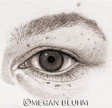 Pencil sketch of the External Eye, a precision Ophthalmological self-portrait.