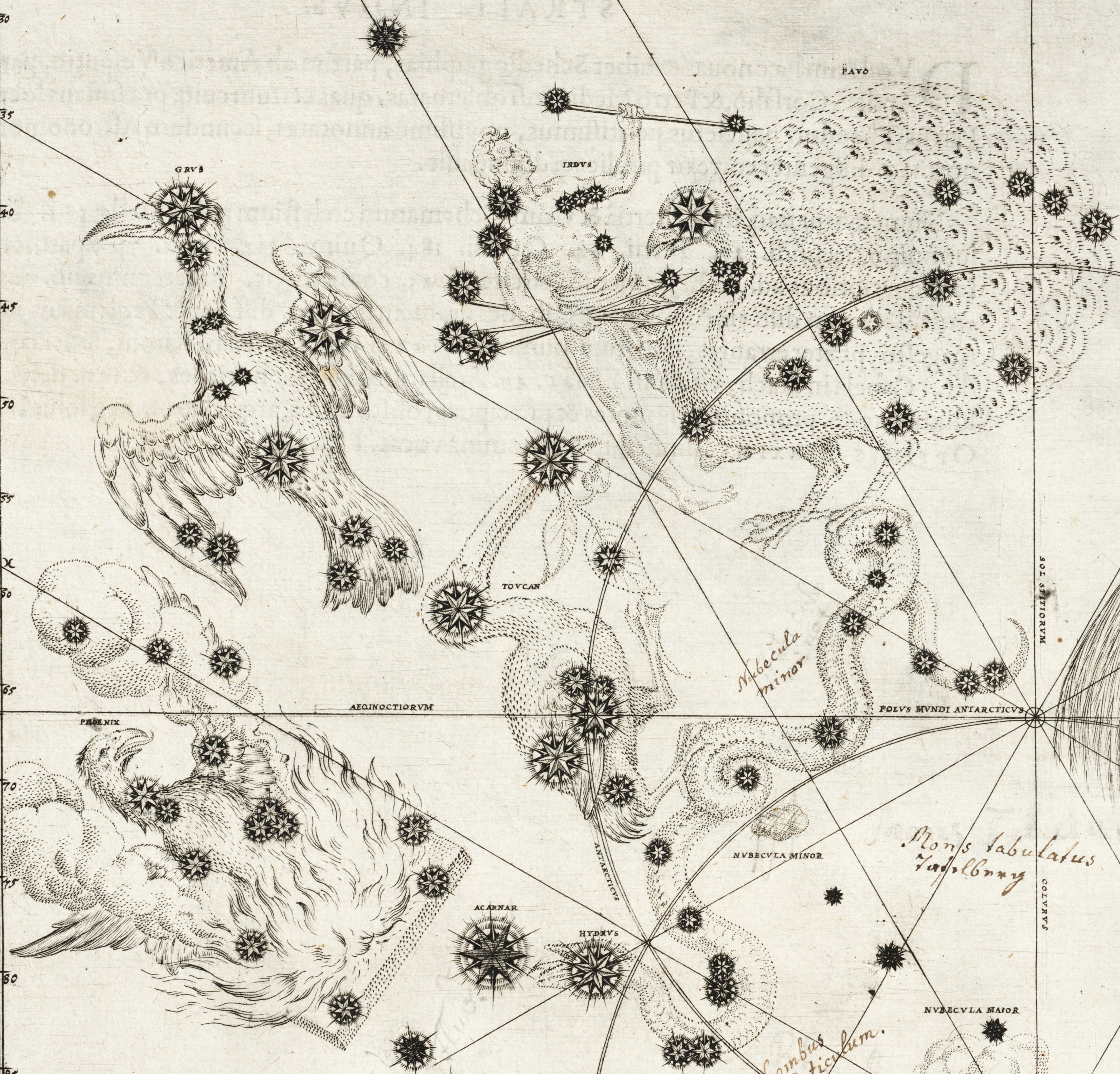 The Southern constellations. Image source: Bayer, Johannes. Uranometria. Augsburg: Excudit Christophorus Mangus, 1603.
