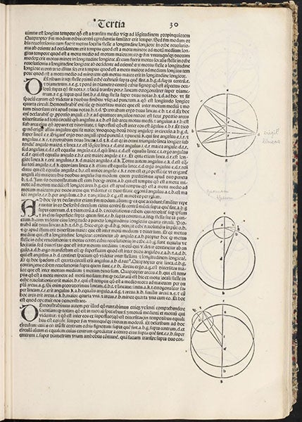 Page showing diagrams of epicycle-deferent models, Almagestum, by Claudius Polemy, folio 30 recto, 1515 (Linda Hall Library)