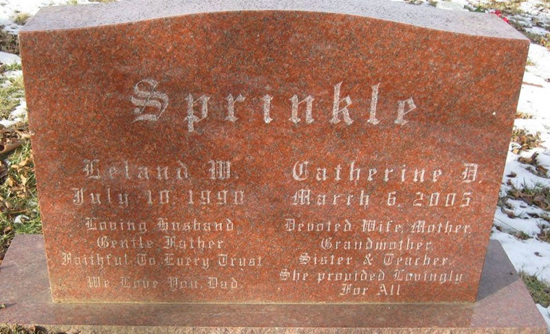 Tombstone of Leland W. Sprinkle and his wife, Beahm's Chapel Cemetery, Luray, Page County, Virginia, USA