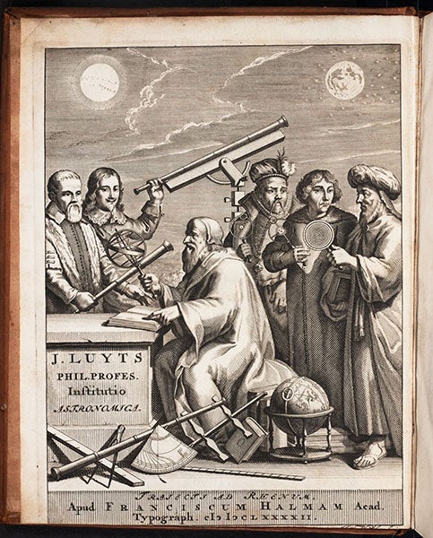 Engraved title page, Astronomica institutio, by Jan Luyts, 1692 (The Linda Hall)