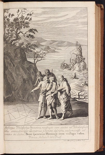 Frontispiece of Euclidis quae supersunt omnia, ed. by David Gregory, 1703 (Linda Hall Library)