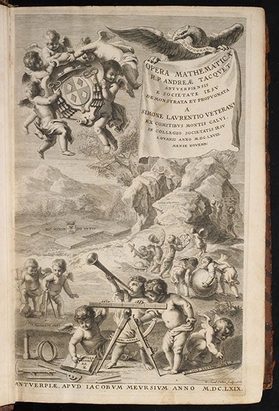 Engraved titlepage, André Tacquet, Opera mathematica, 1669 (Linda Hall Library)