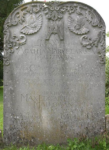 Gravestone of Agatha Christie and Max Mallowan, Church of St. Mary, Cholsey, Oxfordshire (Wikimedia commons)