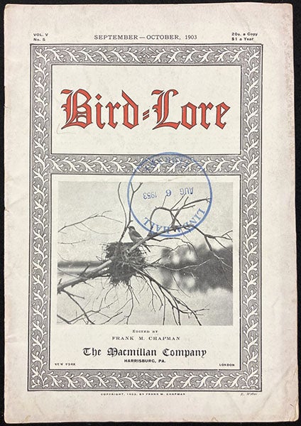 Cover of an issue of Bird-Lore, ed. by Frank M. Chapman, vol. 5, no. 5, October 1903, (Linda Hall Library)