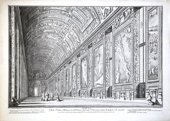 The Gallery of Maps in the Cortile del Belvedere, Vatican, engraving, 1765 (Wikimedia commons)