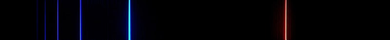 The four Balmer lines of the hydrogen spectrum, modern photograph.  Hα is at the right, Hδ at left (Wikimedia commons)