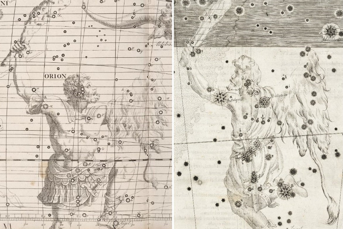 Orion. Image source: Flamsteed, John. Atlas Coelestis. London, 1729. 
