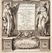Ibn al-Haytham (left), representing Reason, and Galileo (right), representing Sense, detail of engraved title page, Selenographia, by Johannes Hevelius, 1647 (The Linda Hall)