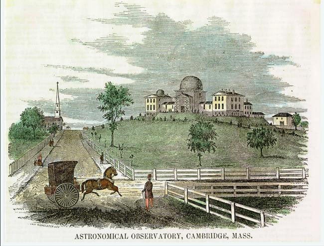 Harvard College Observatory, wood engraving, 1855 (cfa.harvard.edu)