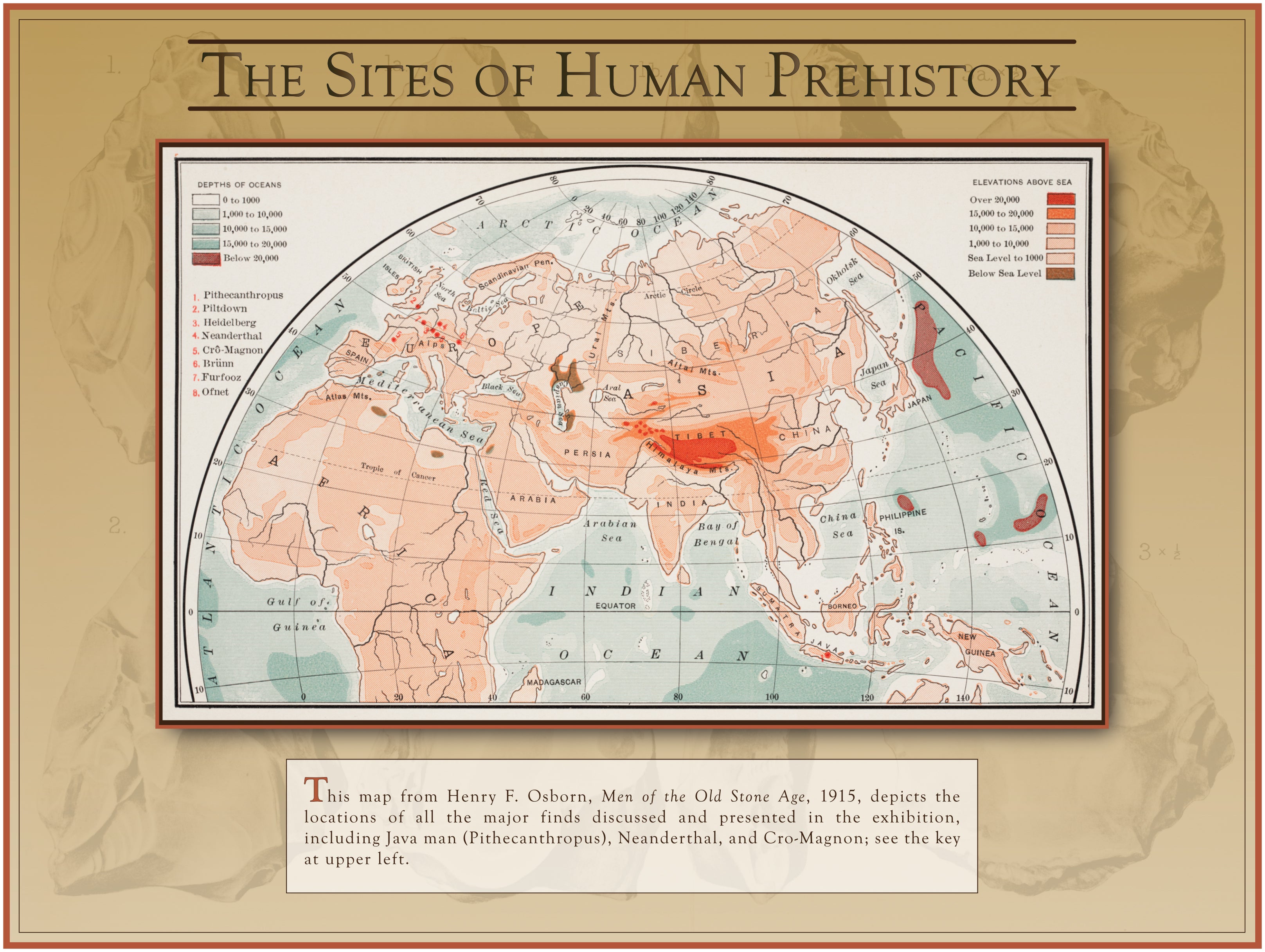 The Sites of Human Prehistory
Map of major finds, published in 1915.